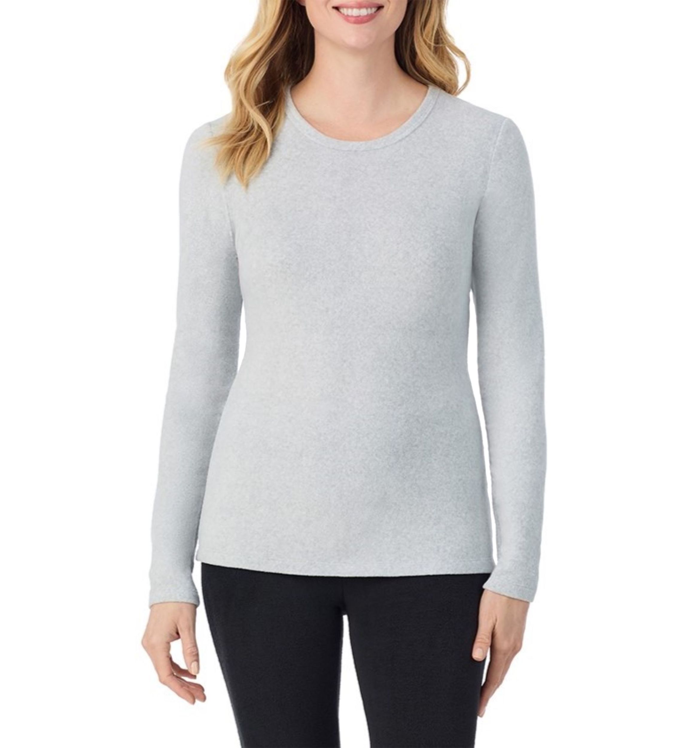 Womens Fleecewear with Stretch Long Sleeve Crew Neck Sleep Top
