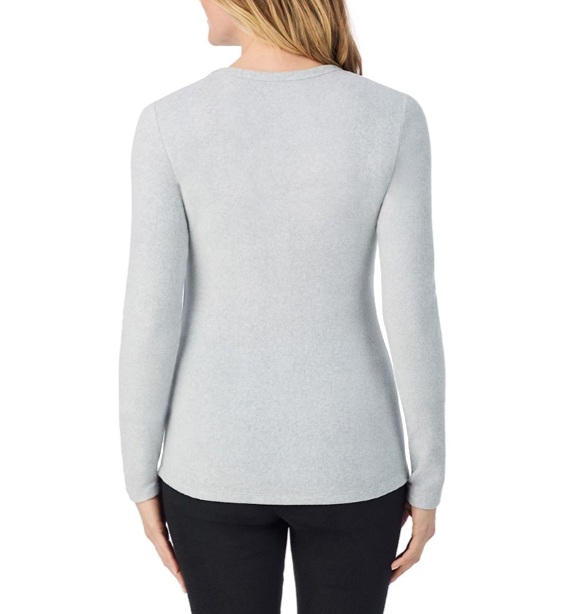 Womens Fleecewear with Stretch Long Sleeve Crew Neck Sleep Top