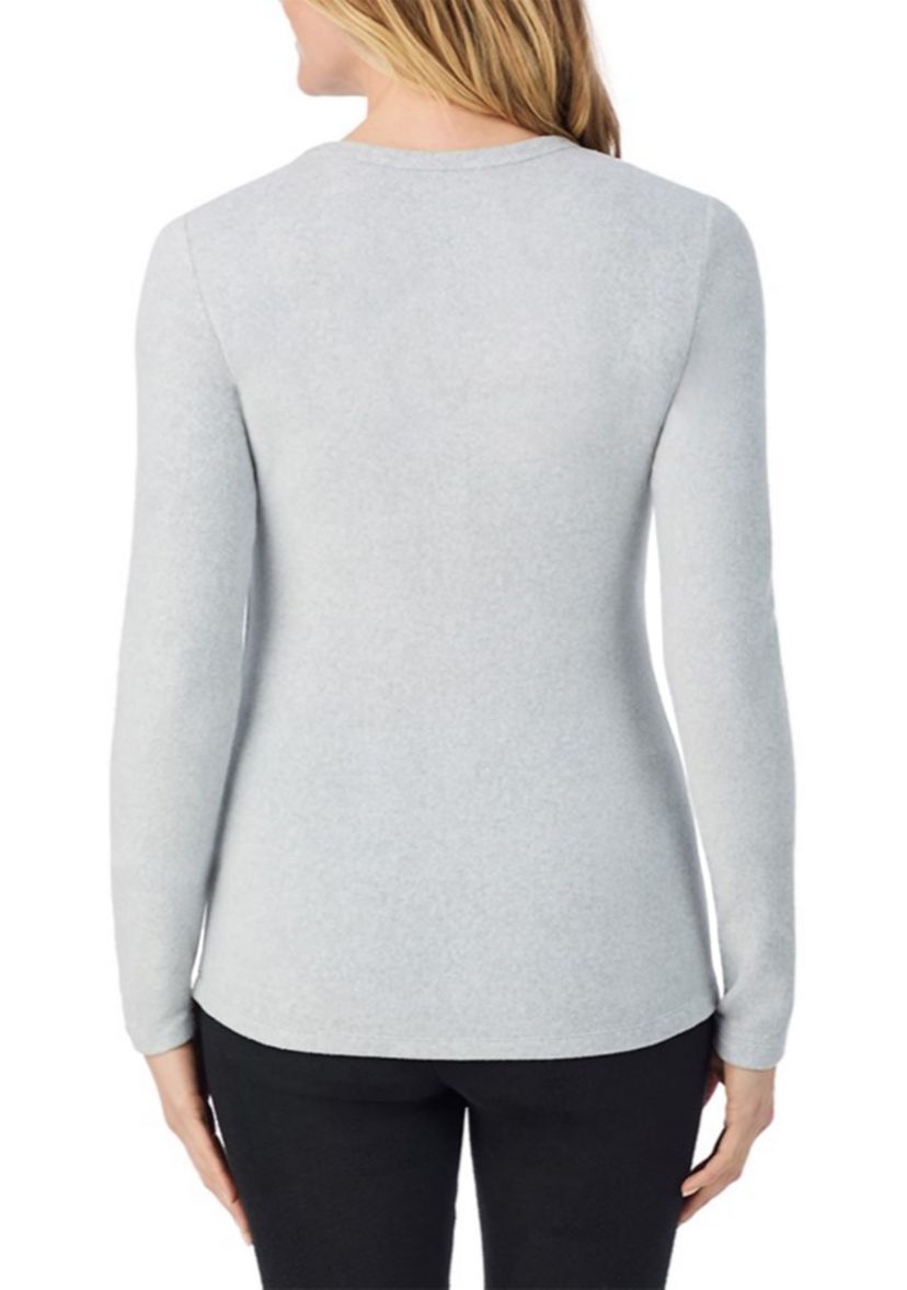 Womens Fleecewear with Stretch Long Sleeve Crew Neck Sleep Top
