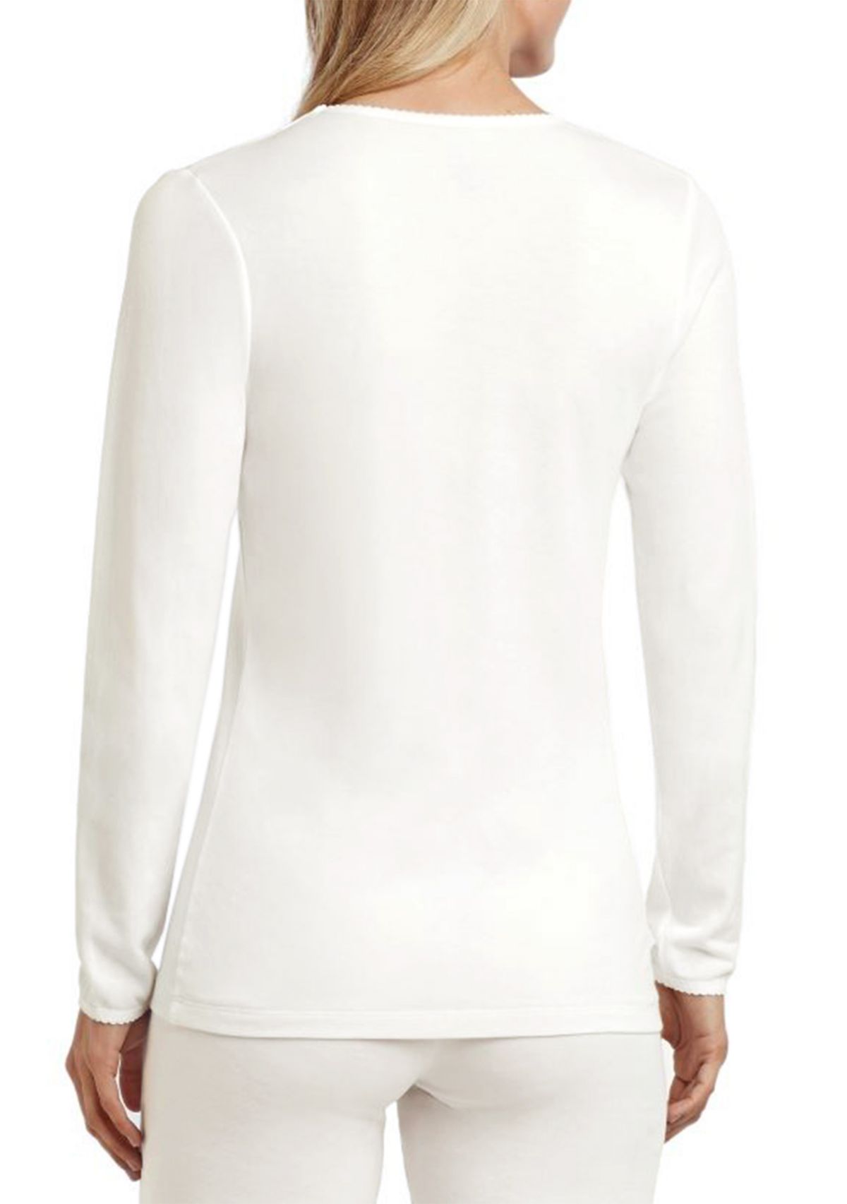 Womens Softwear Lace Edge Long Sleeve V Neck