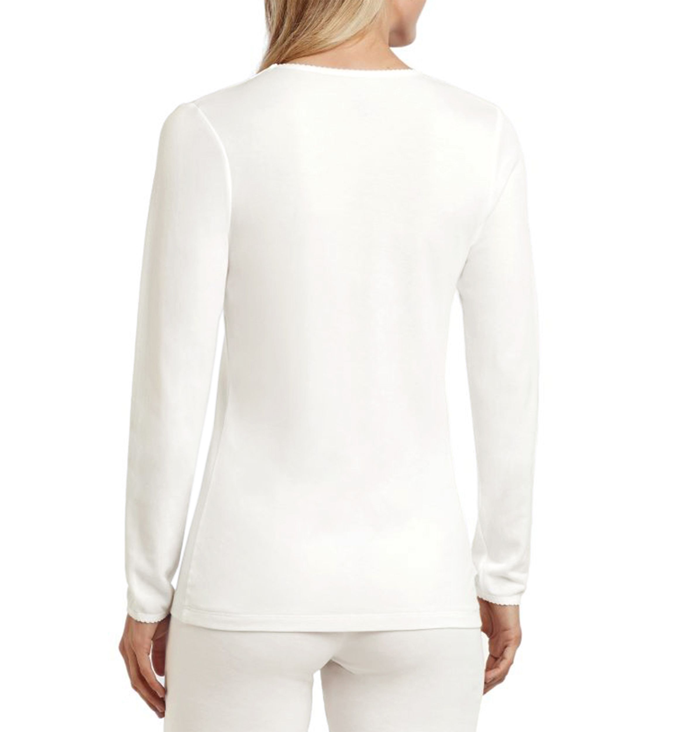 Womens Softwear Lace Edge Long Sleeve V Neck