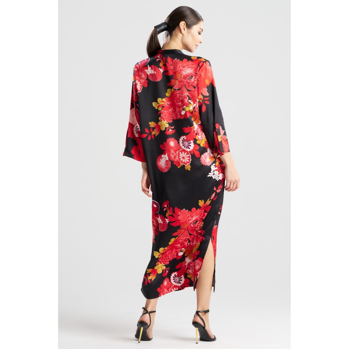 Empress - Printed Satin Mandarin Collar Caftan