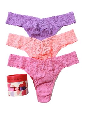 Maidenform Purple Pink Hearts Thong Panties L / 7 Sexy No Visible