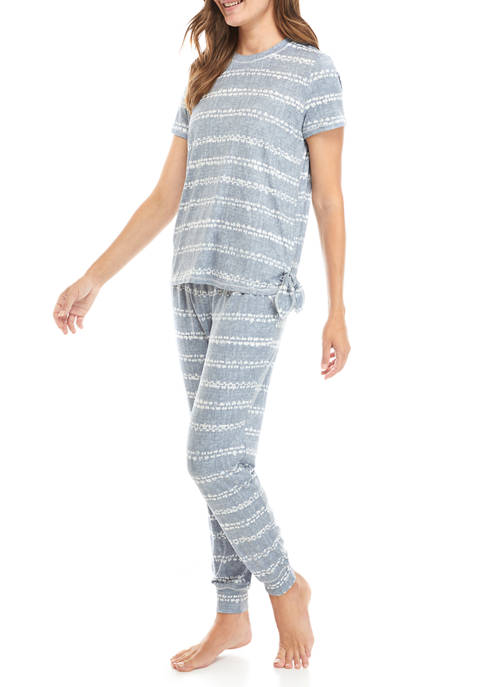 Jaclyn Intimates Short Sleeve Top and Jogger Pajama Set | belk