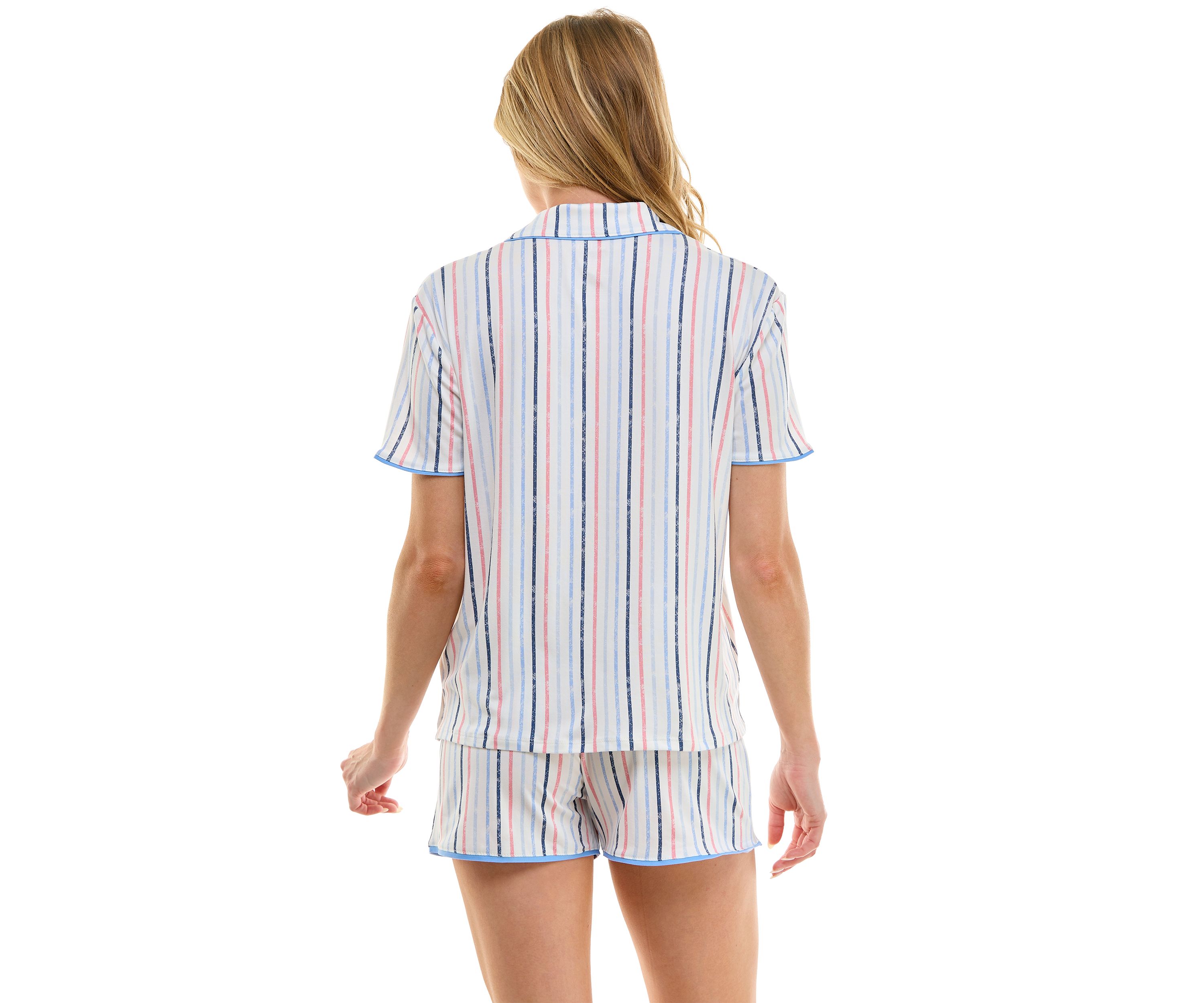Womens Short Sleeve Notch Boxer Pajama Set