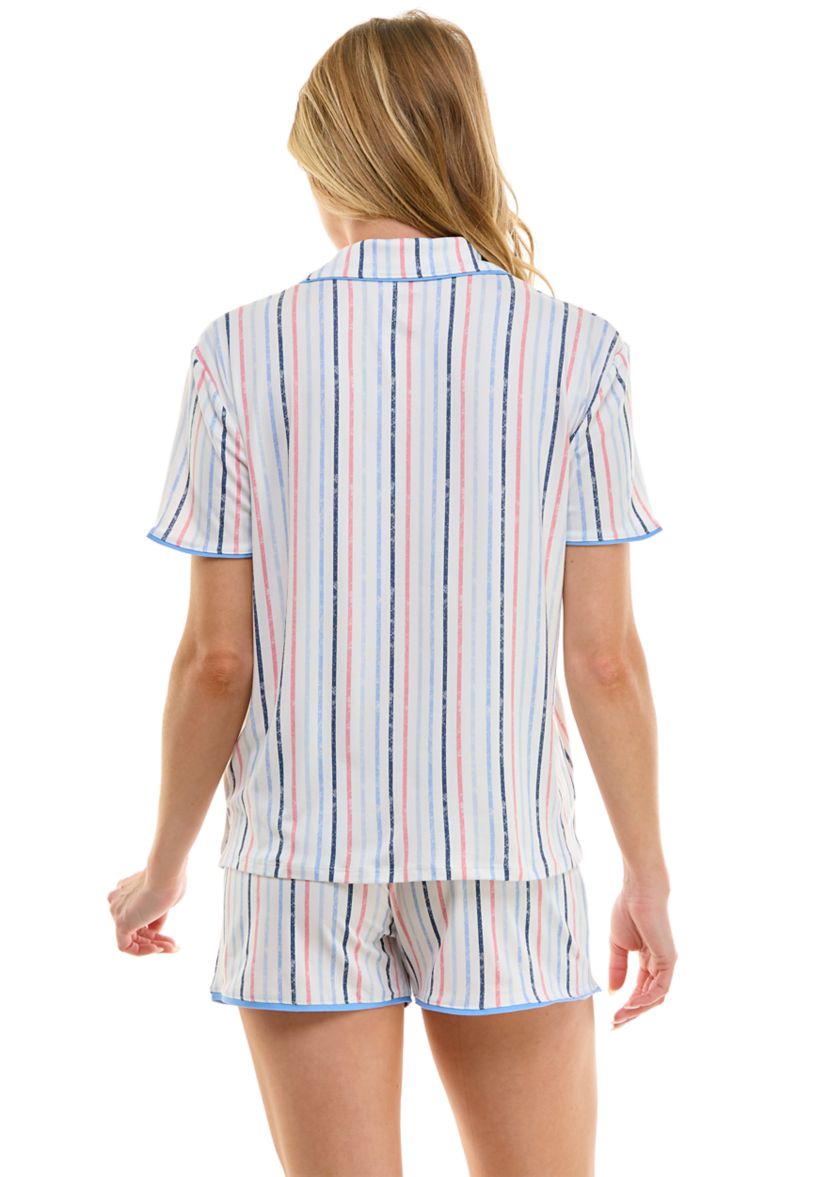 Womens Short Sleeve Notch Boxer Pajama Set
