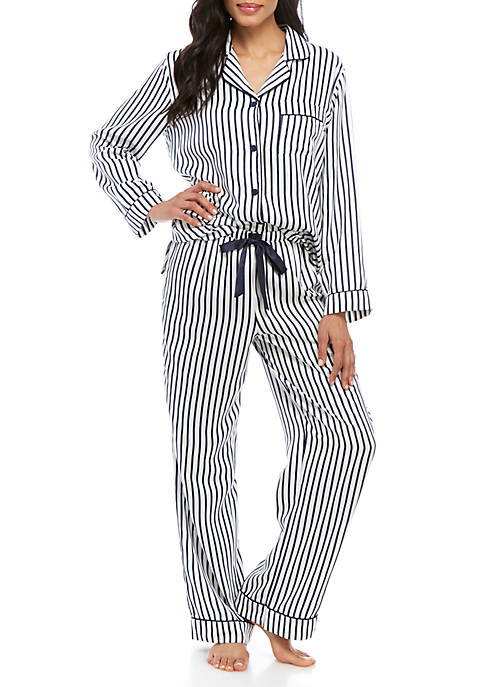 New Directions® 2 Piece Satin Notch Collar Pajama Set | belk