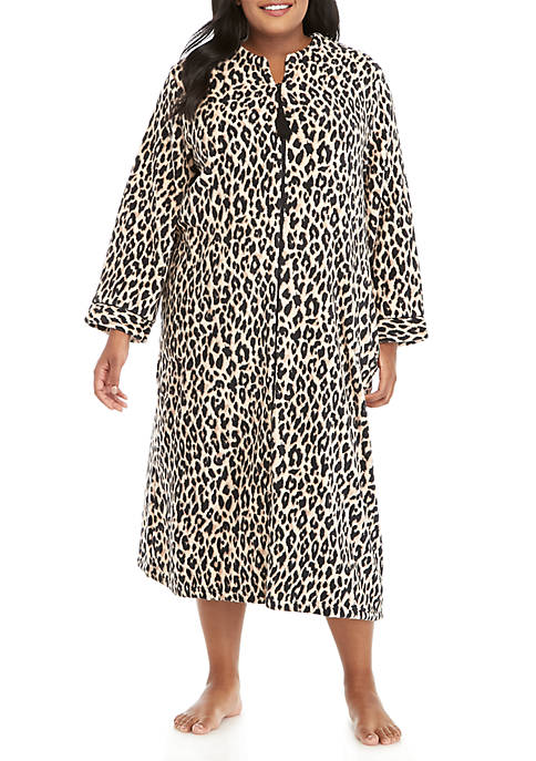 Kim Rogers® Plus Size Zip Cheetah Robe | belk