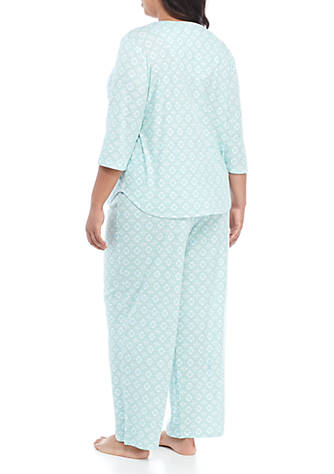 Karen Neuburger Womens Pajamas 3//4 Cardigan Long Sleeve Pj Set