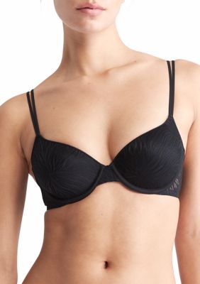 Women's Sheer Marquisette Lightly Lined Demi Bra Classic French Triangle  Cup Black