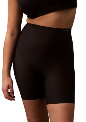 Calvin Klein Women's Soft Stretch Mid Thigh Compression Shorts, Black, XL