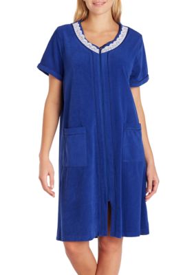 Aria Short Sleeve Vintage Terry Zip Short Robe | belk