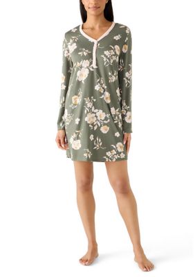 Anne Klein Women's Floral Long Sleeve Sleep Shirt, XL