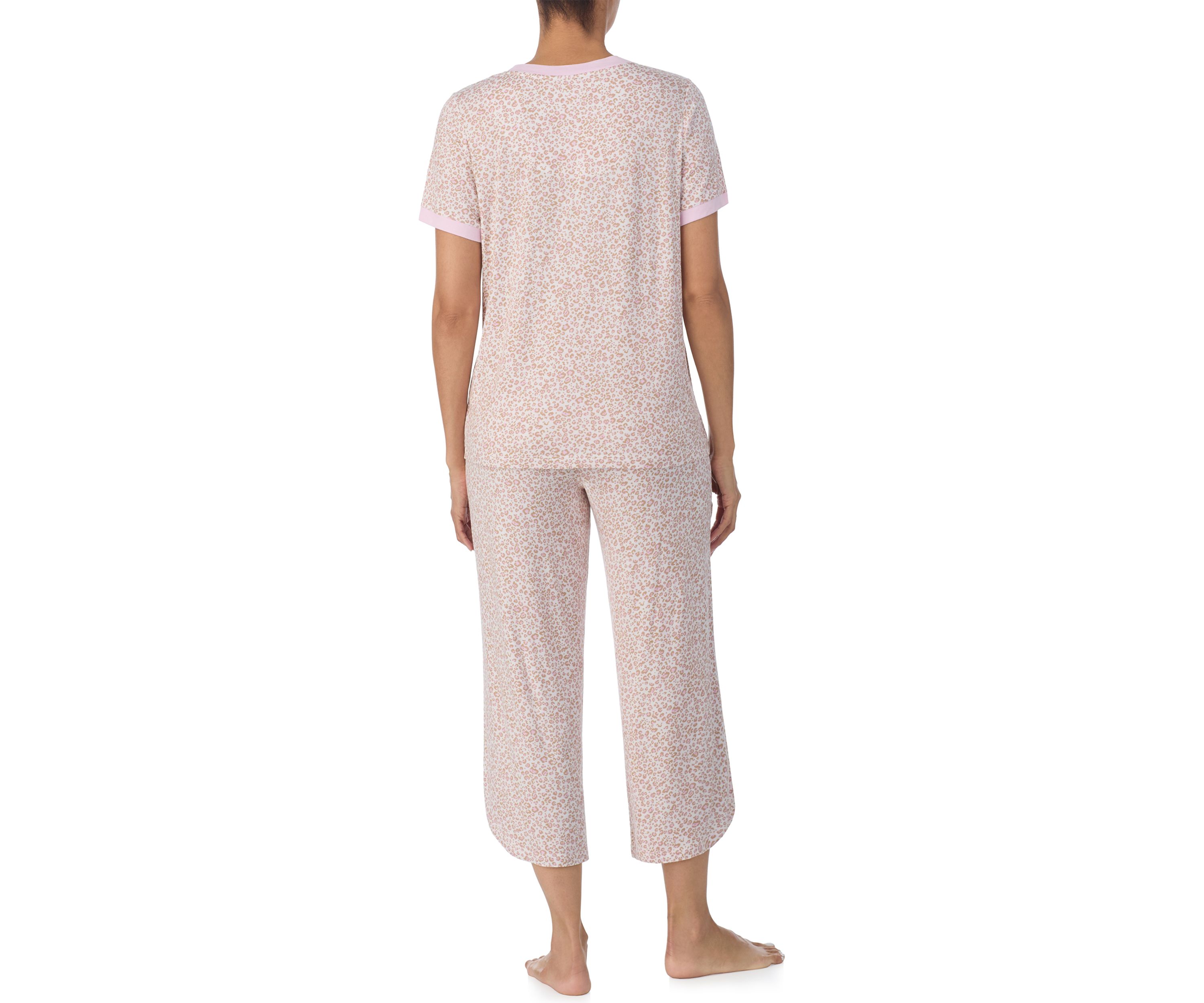 Printed T-Shirt and Cropped Wide Leg Pants Pajama Set