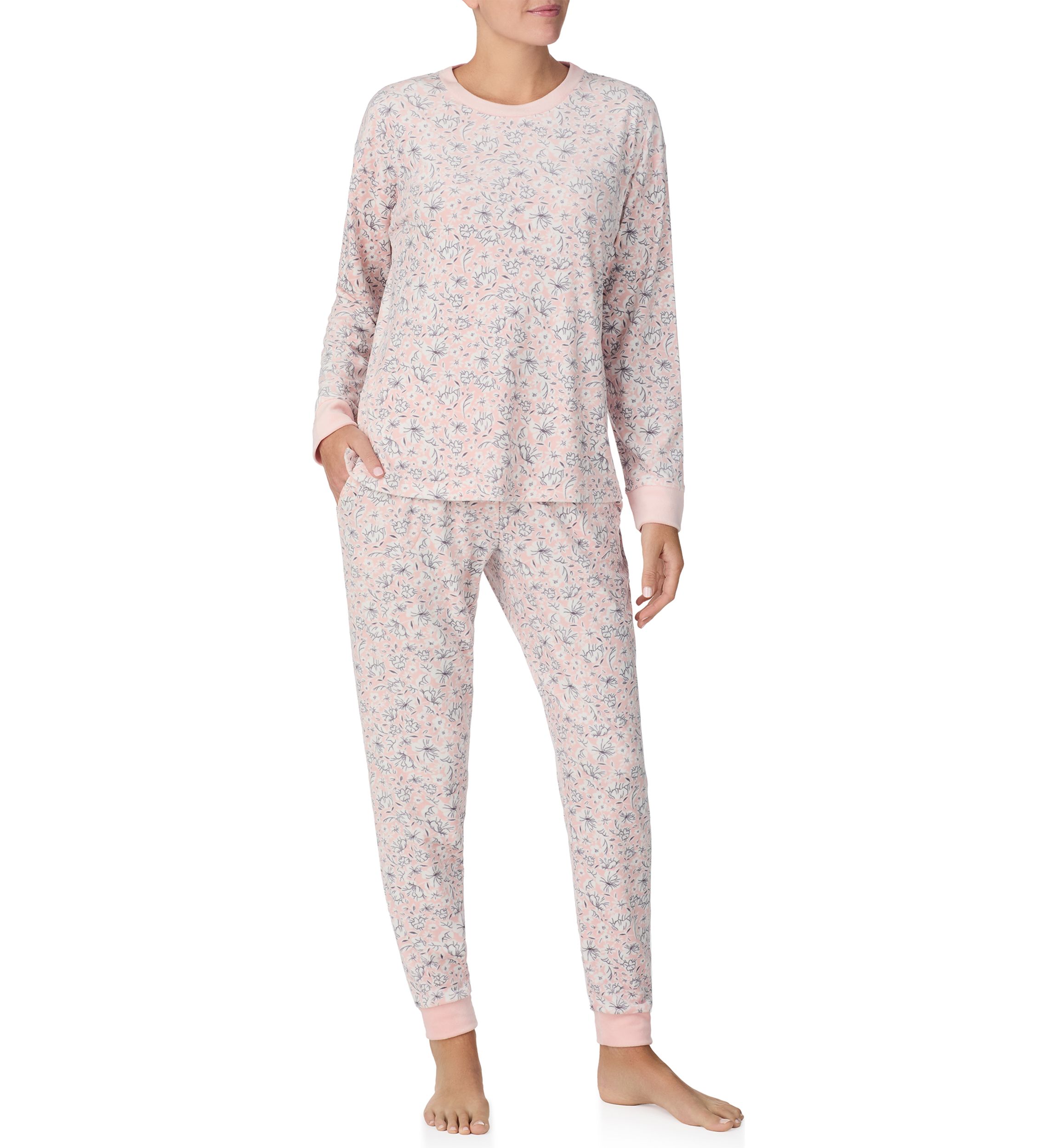 Womens Long Sleeve Top and Jogger Pants Pajama Set
