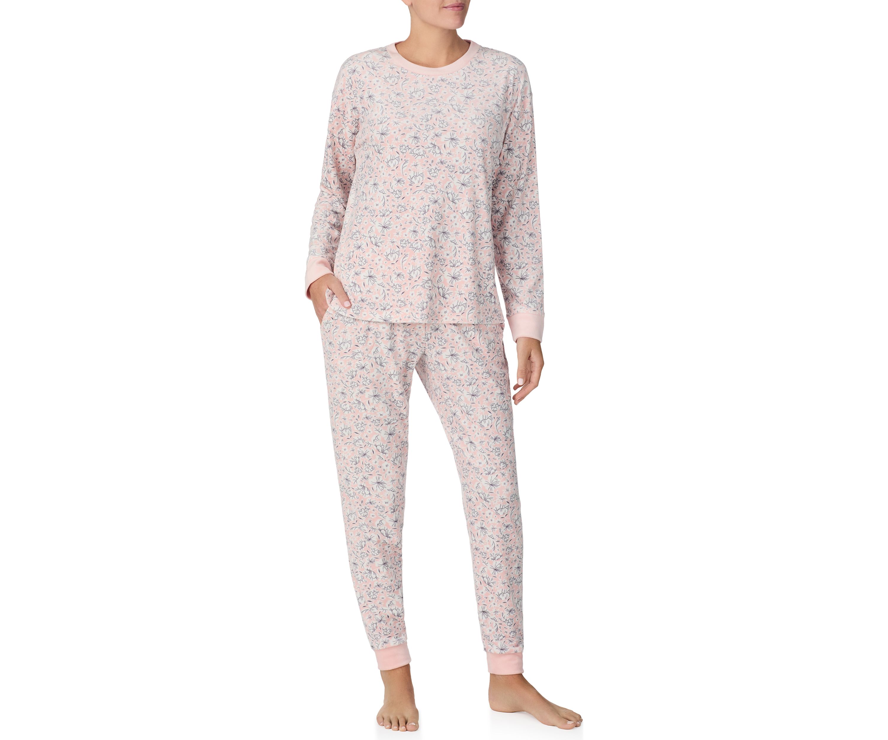 Womens Long Sleeve Top and Jogger Pants Pajama Set