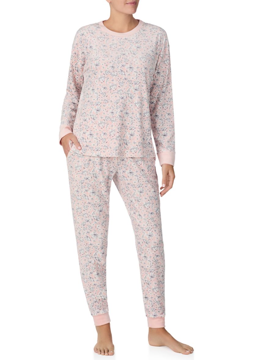 Womens Long Sleeve Top and Jogger Pants Pajama Set