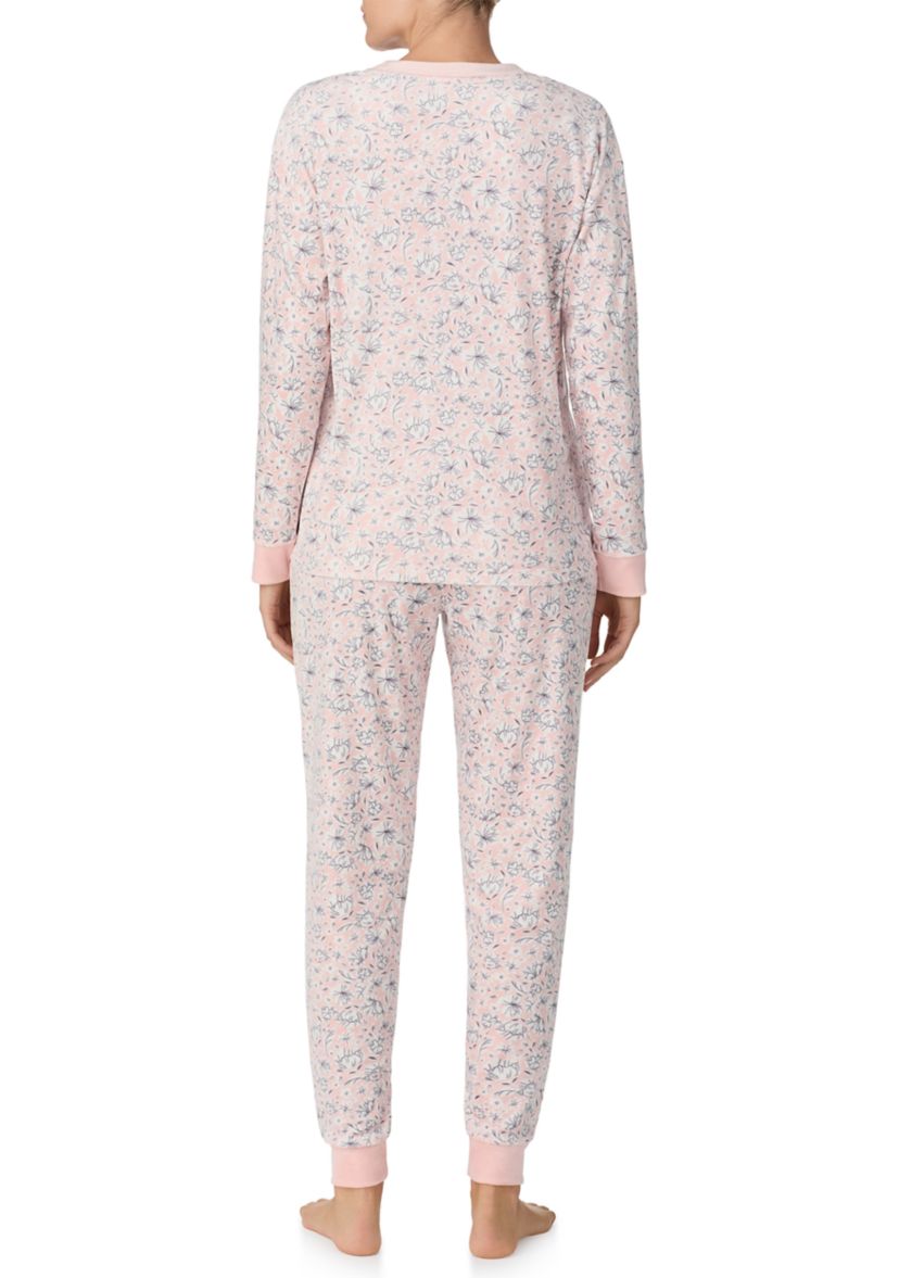 Womens Long Sleeve Top and Jogger Pants Pajama Set