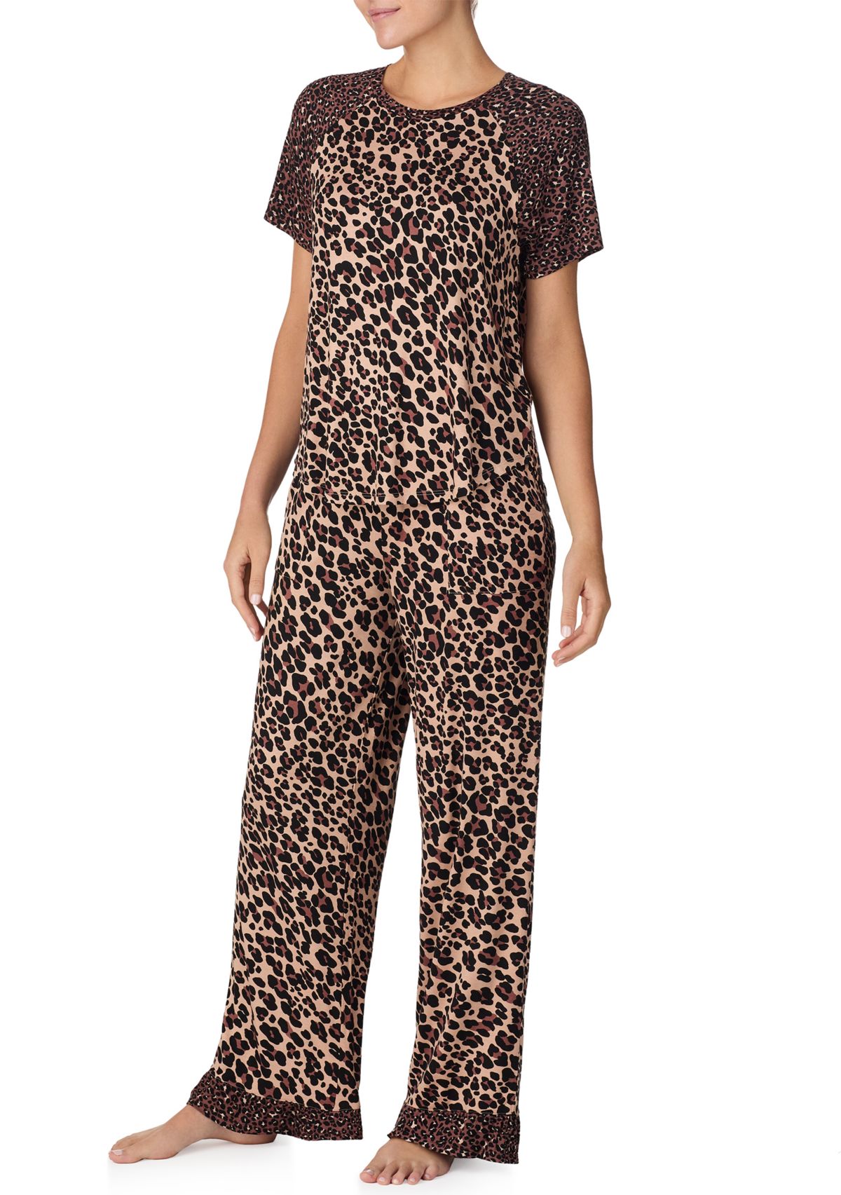 Womens Short Sleeve T-Shirt and Pants Pajama Set