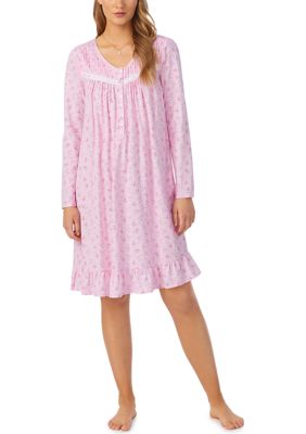 Eileen West Cotton Modal Cap Sleeve Long Nightgown - Mulberry