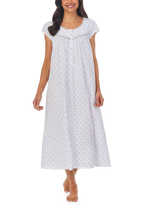 Knit Short Sleeve Long Nightgown 