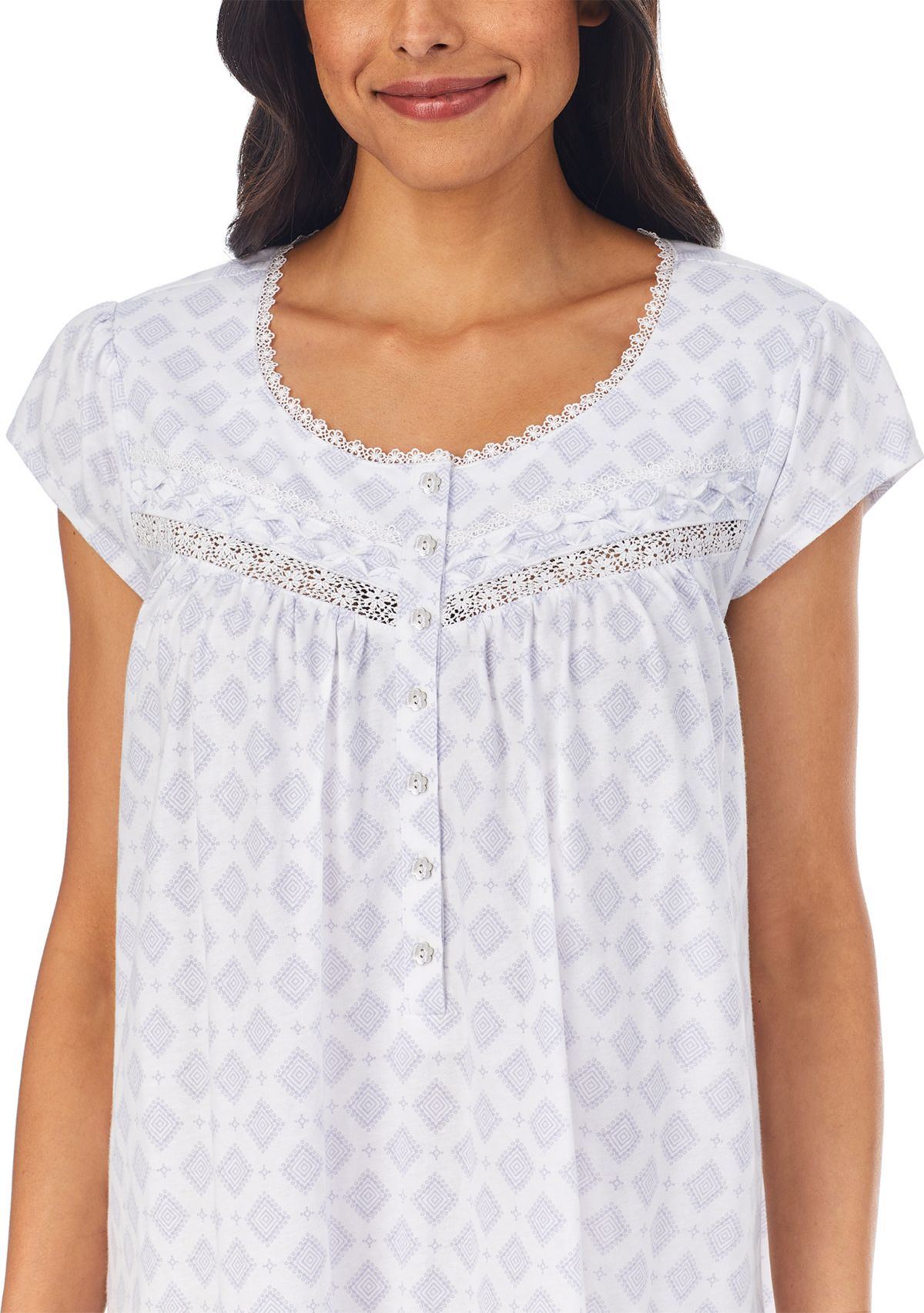 Knit Short Sleeve Long Nightgown 