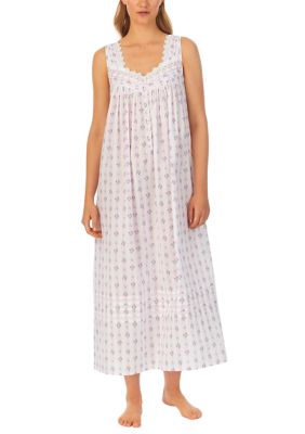 Eileen West Cotton Modal Cap Sleeve Long Nightgown - Mulberry