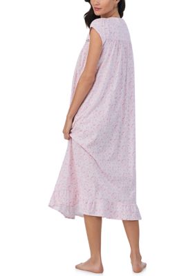 Cotton Jersey Cap Sleeve Long Printed Nightgown