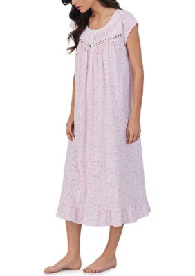 Cotton Jersey Cap Sleeve Long Printed Nightgown