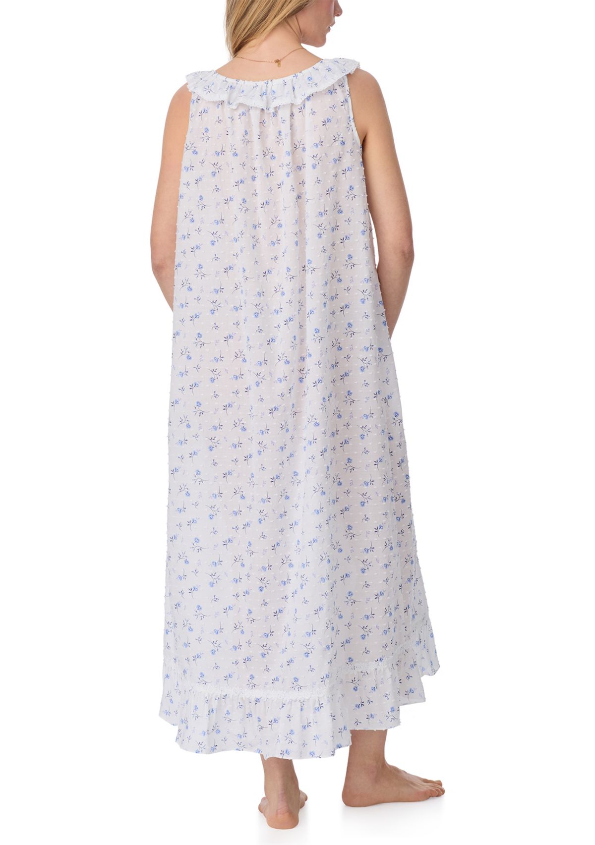 Ruffle Sleeveless Woven Long Nightgown
