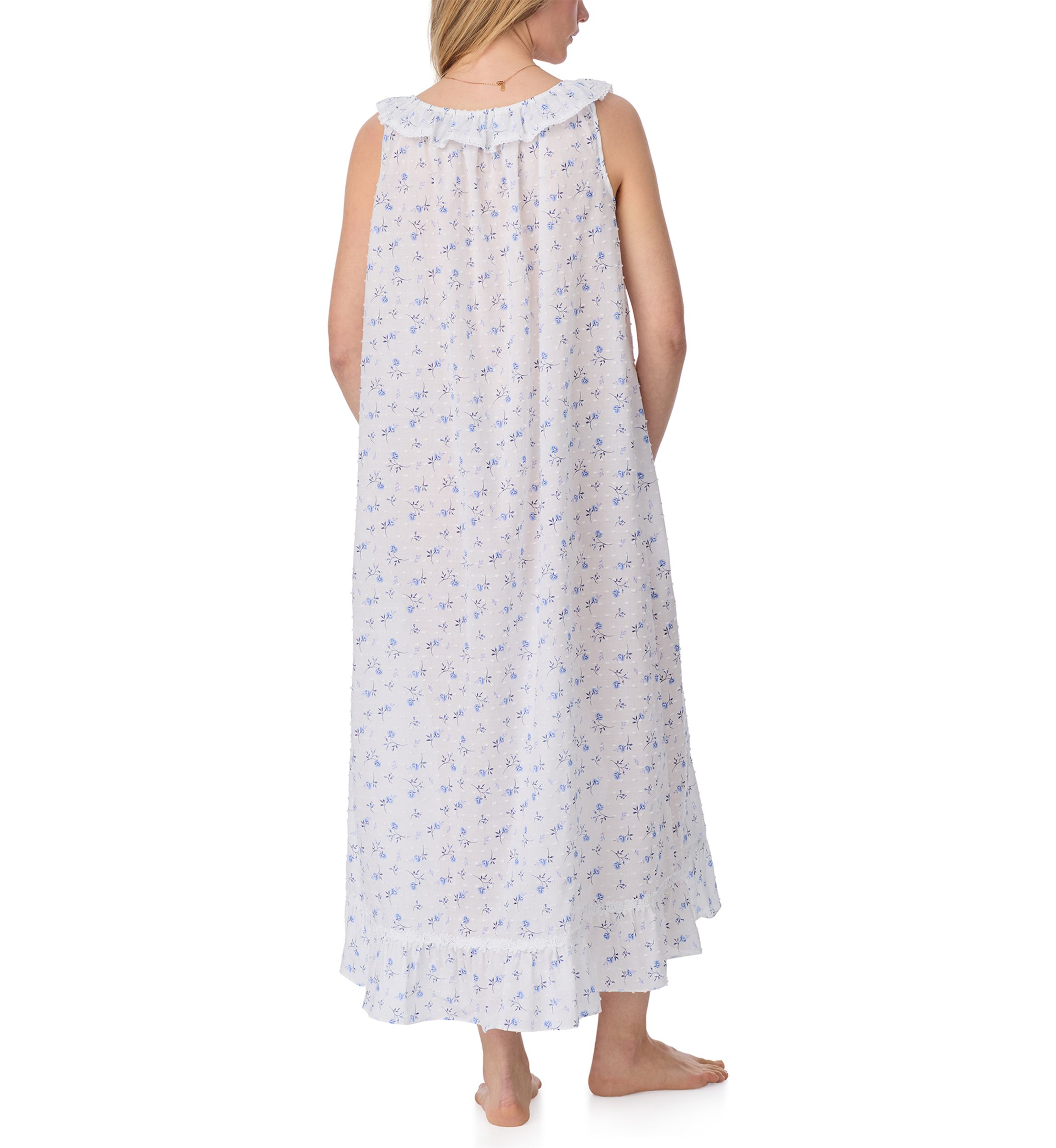 Ruffle Sleeveless Woven Long Nightgown