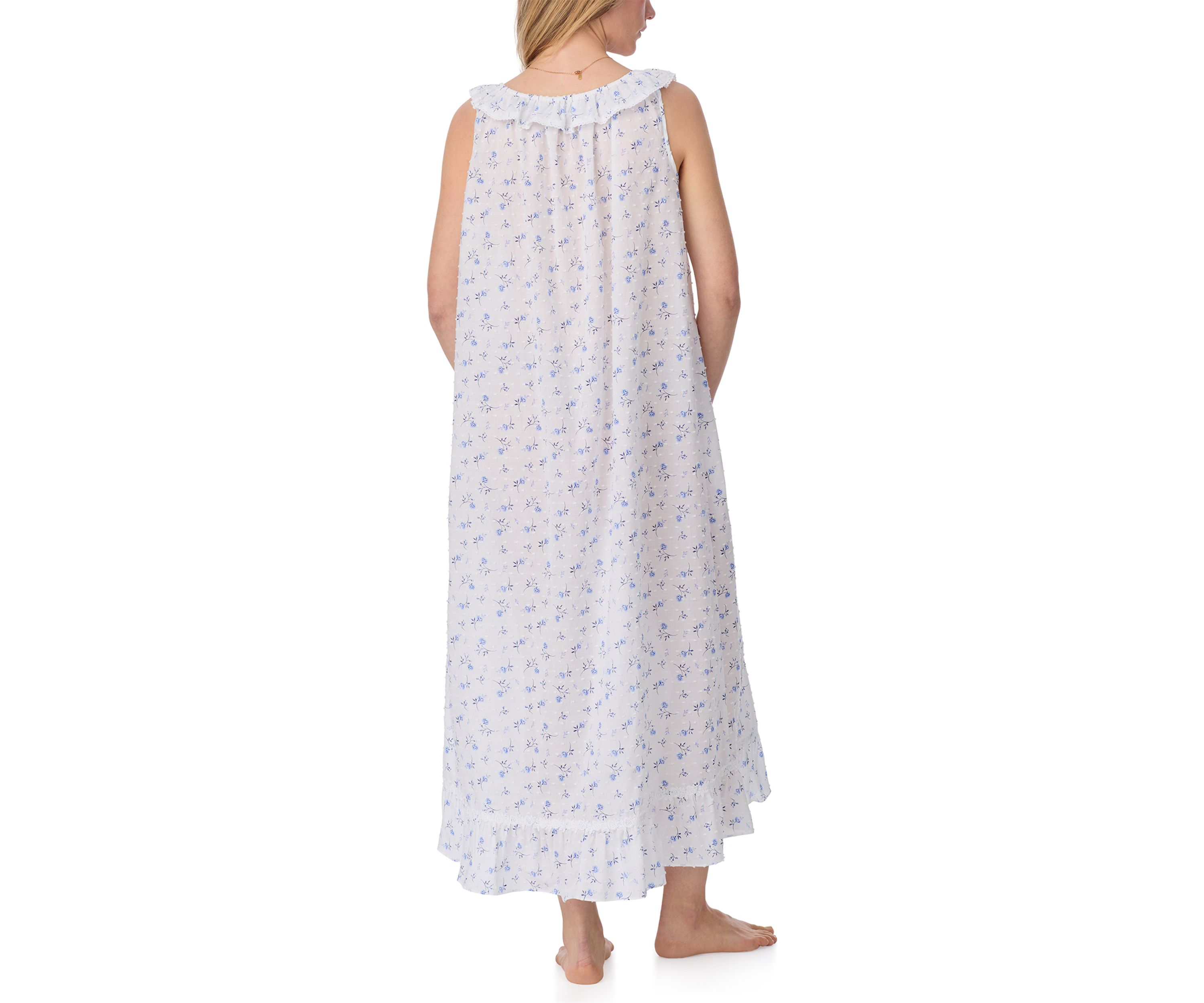 Ruffle Sleeveless Woven Long Nightgown