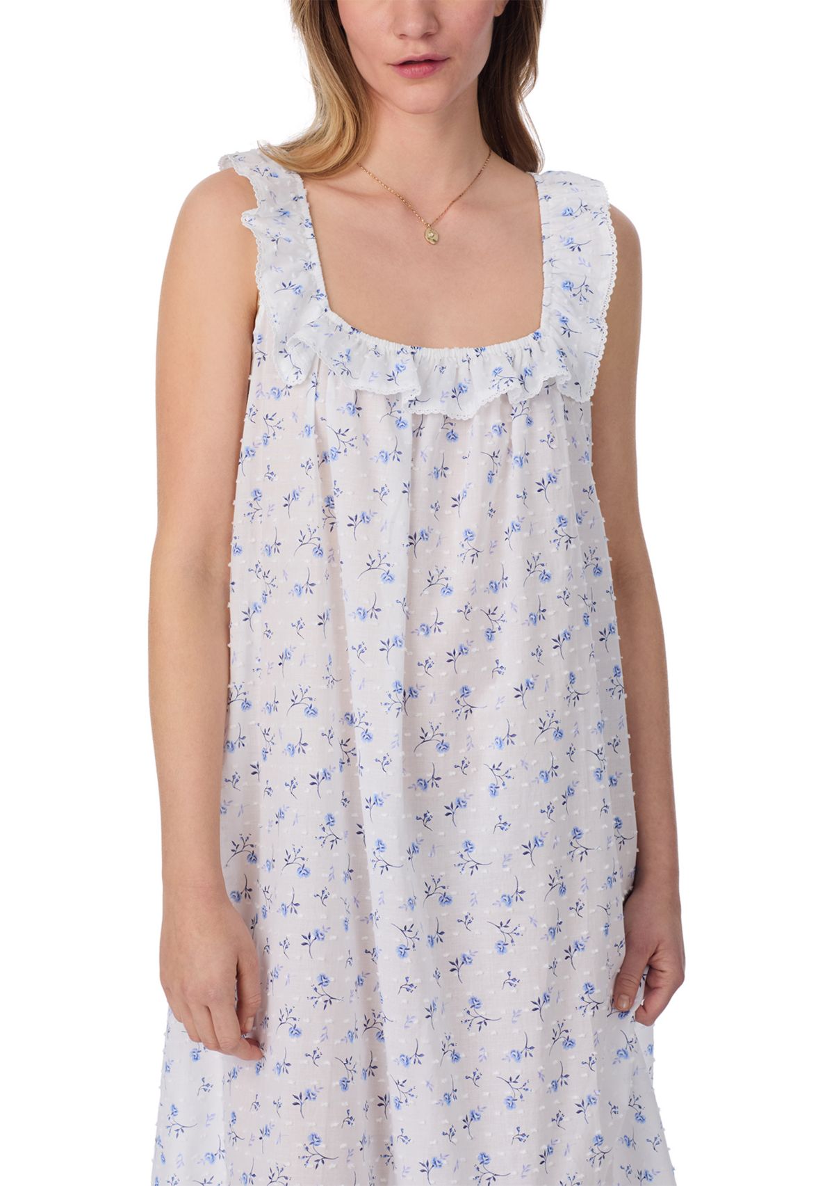 Ruffle Sleeveless Woven Long Nightgown