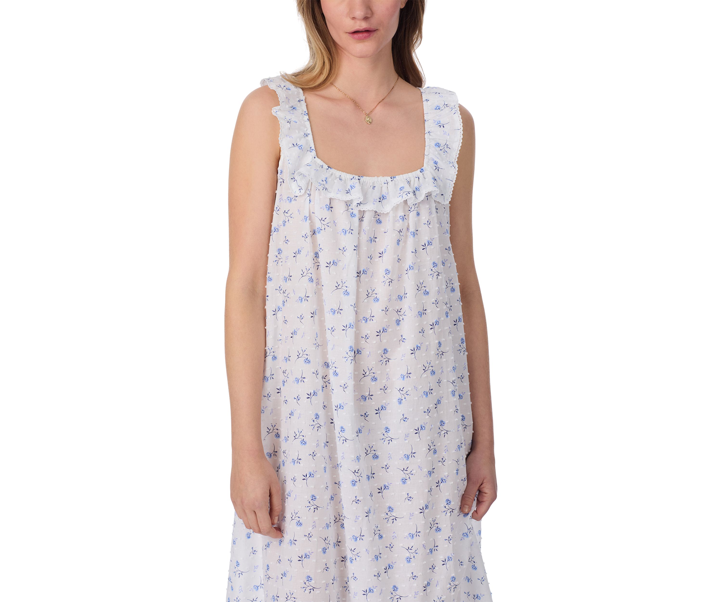 Ruffle Sleeveless Woven Long Nightgown