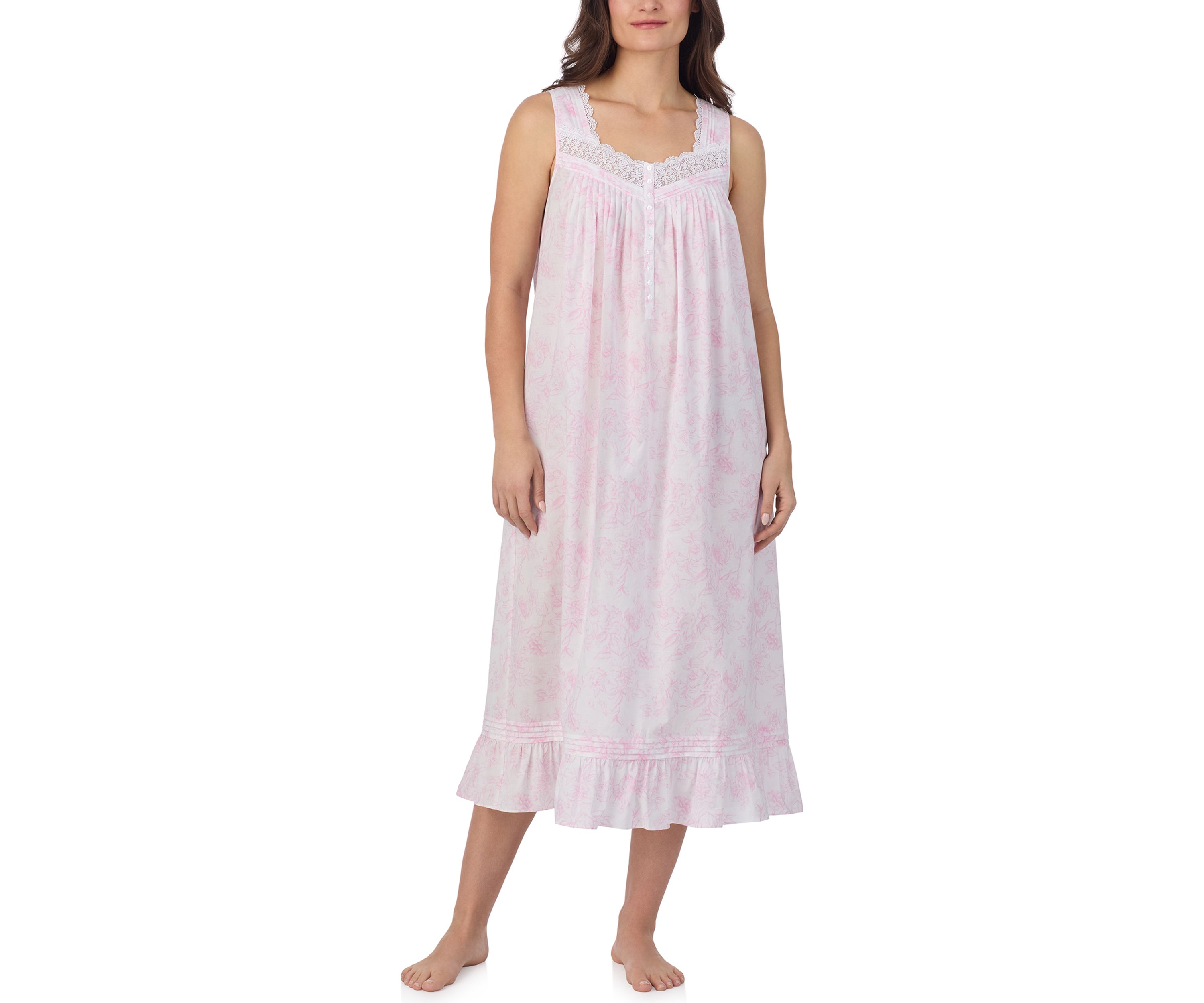 Sleeveless Long Cotton Lawn Nightgown
