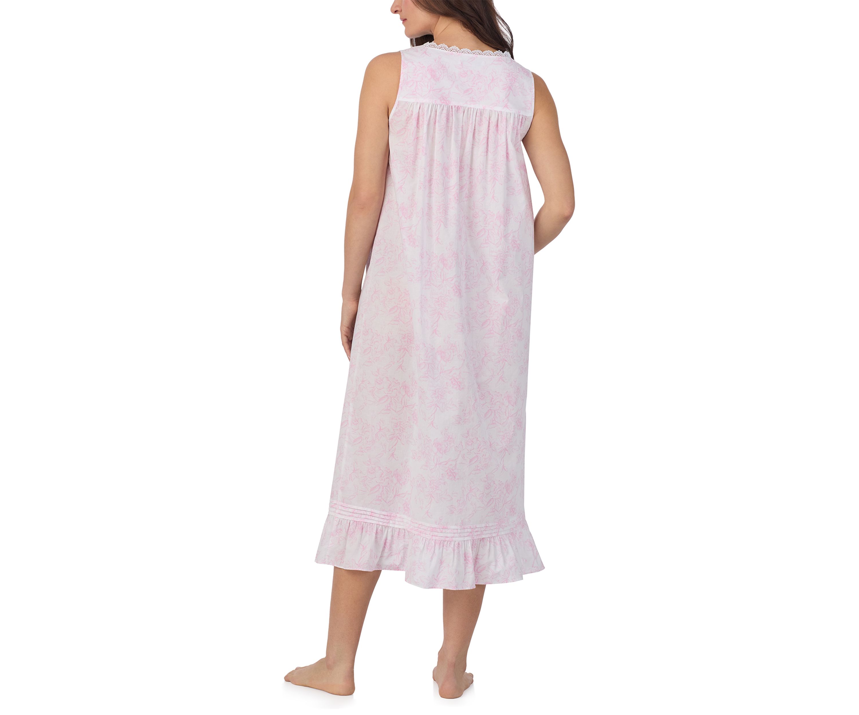 Sleeveless Long Cotton Lawn Nightgown