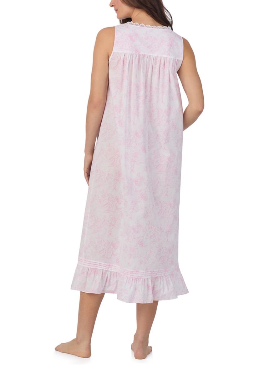 Sleeveless Long Cotton Lawn Nightgown