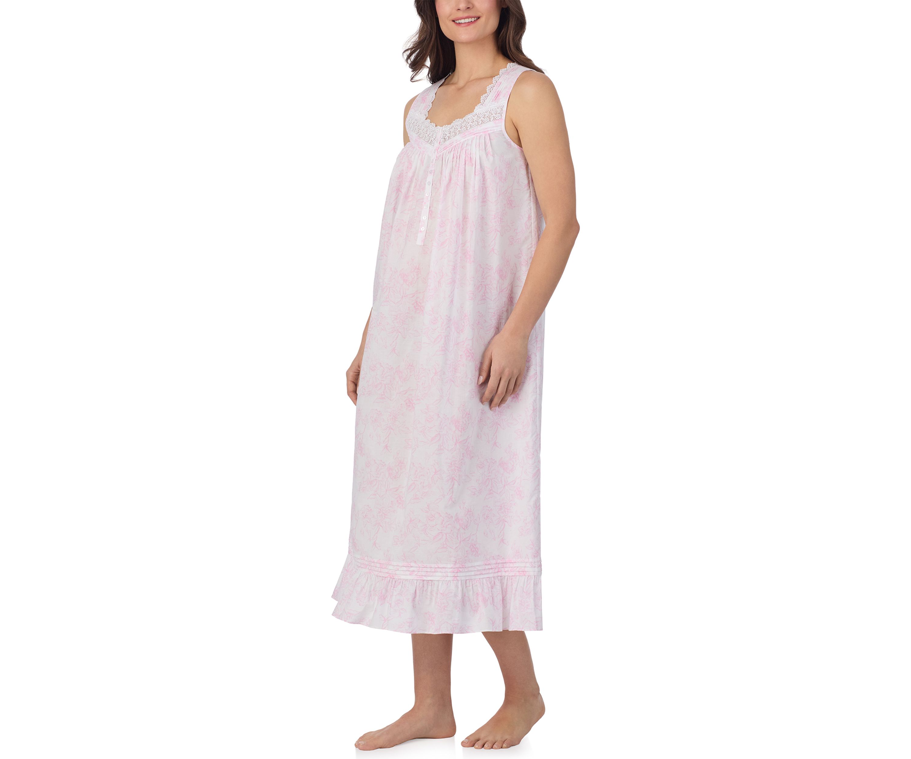 Sleeveless Long Cotton Lawn Nightgown