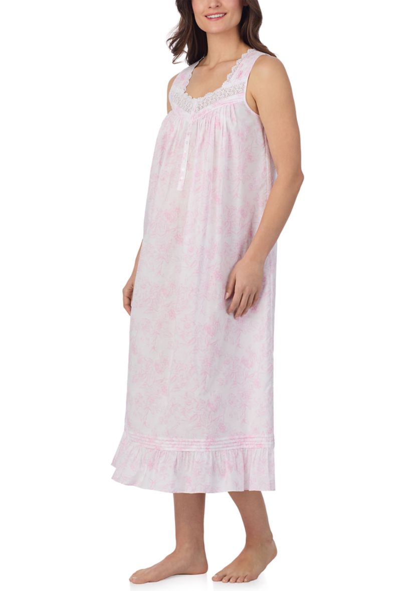 Sleeveless Long Cotton Lawn Nightgown