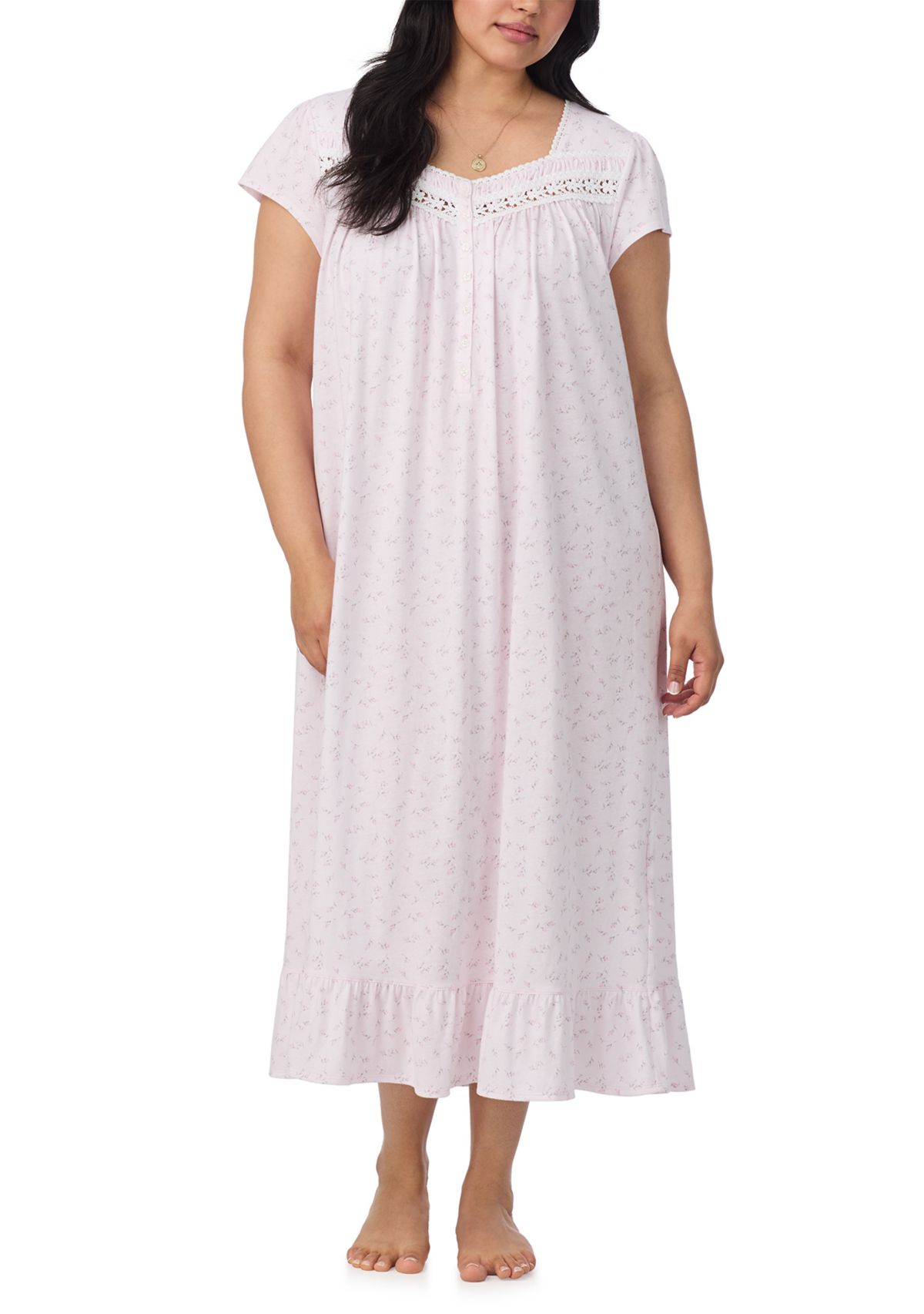 Plus Size Cap Sleeve Long Nightgown