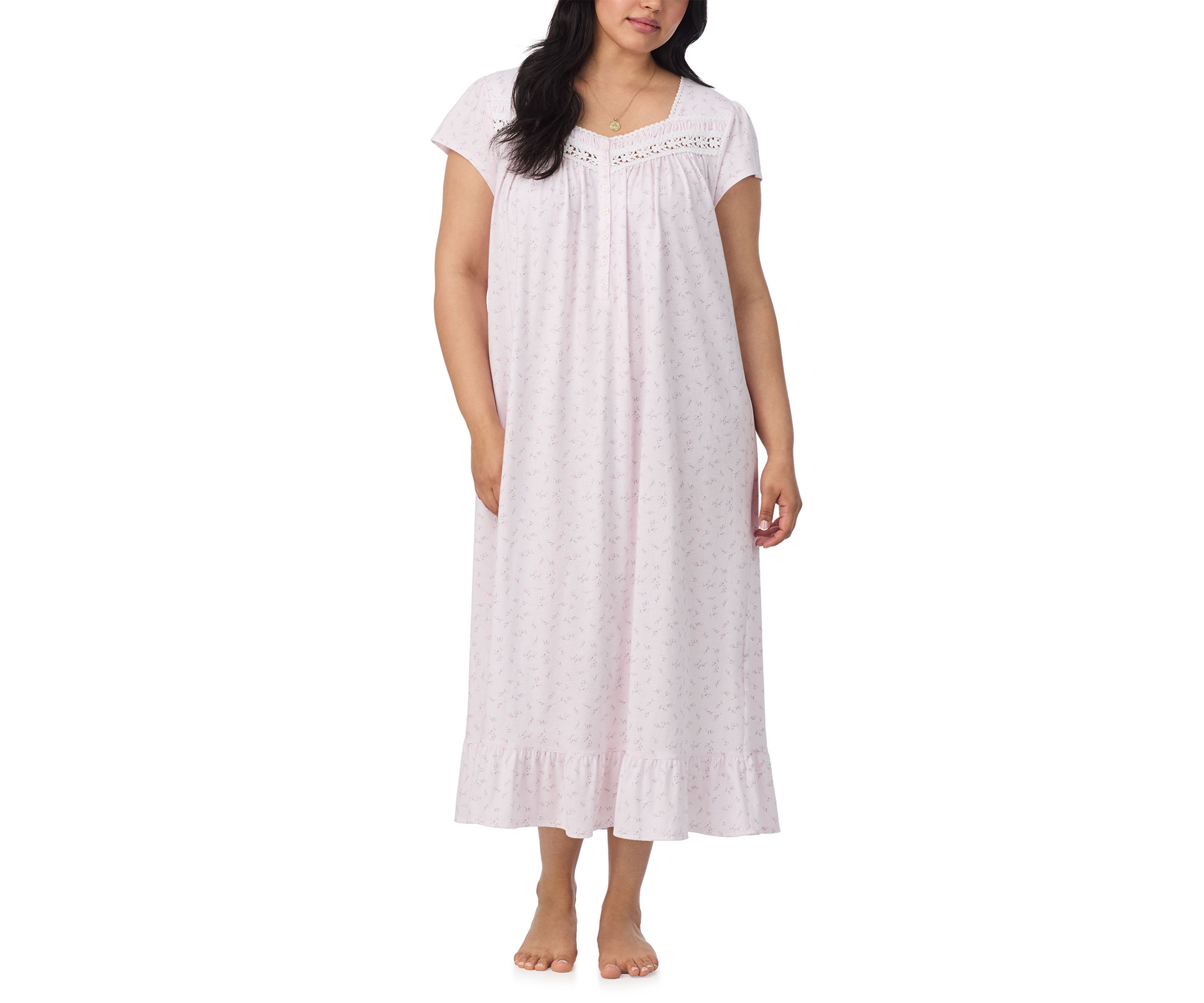 Plus Size Cap Sleeve Long Nightgown