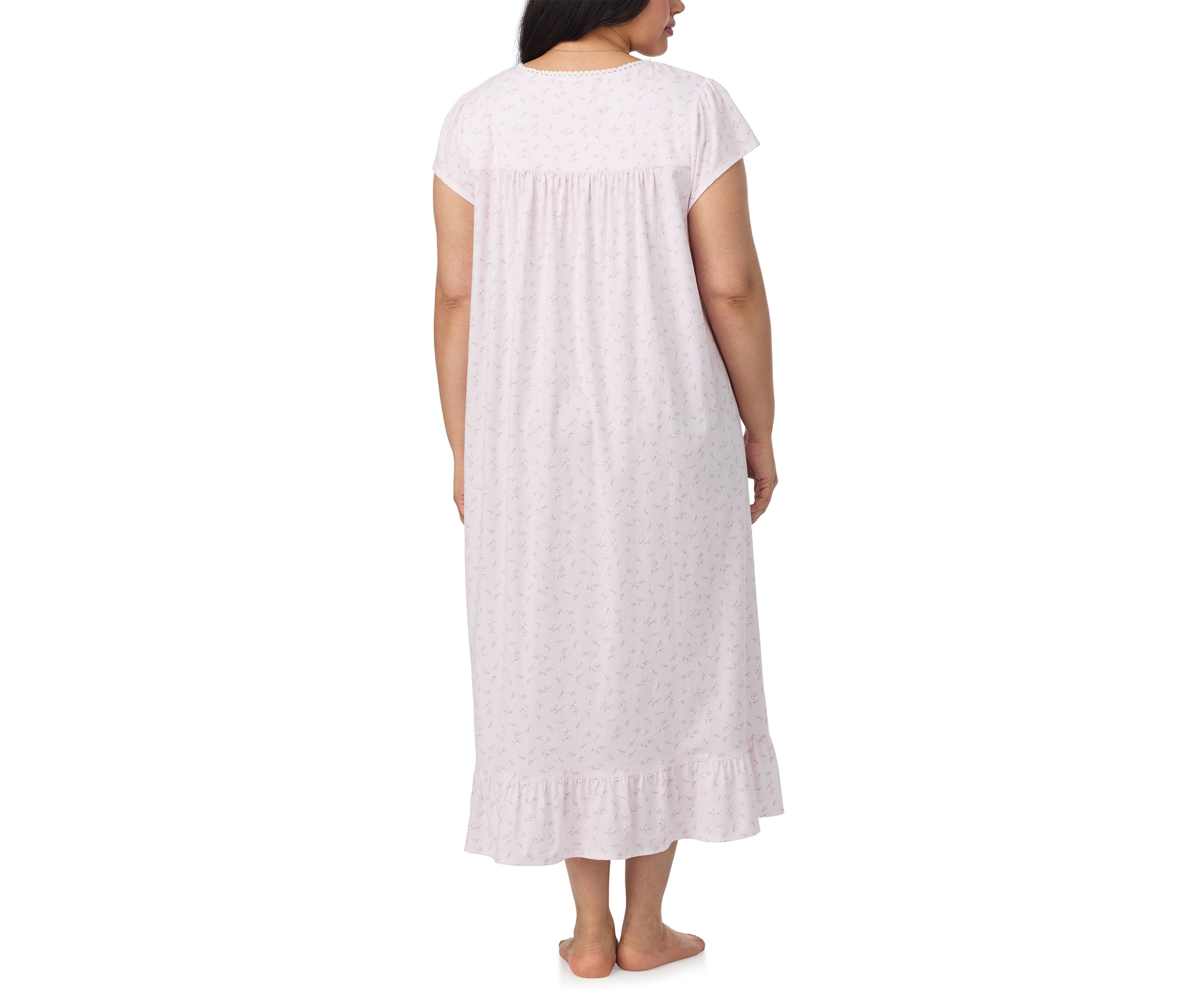 Plus Size Cap Sleeve Long Nightgown