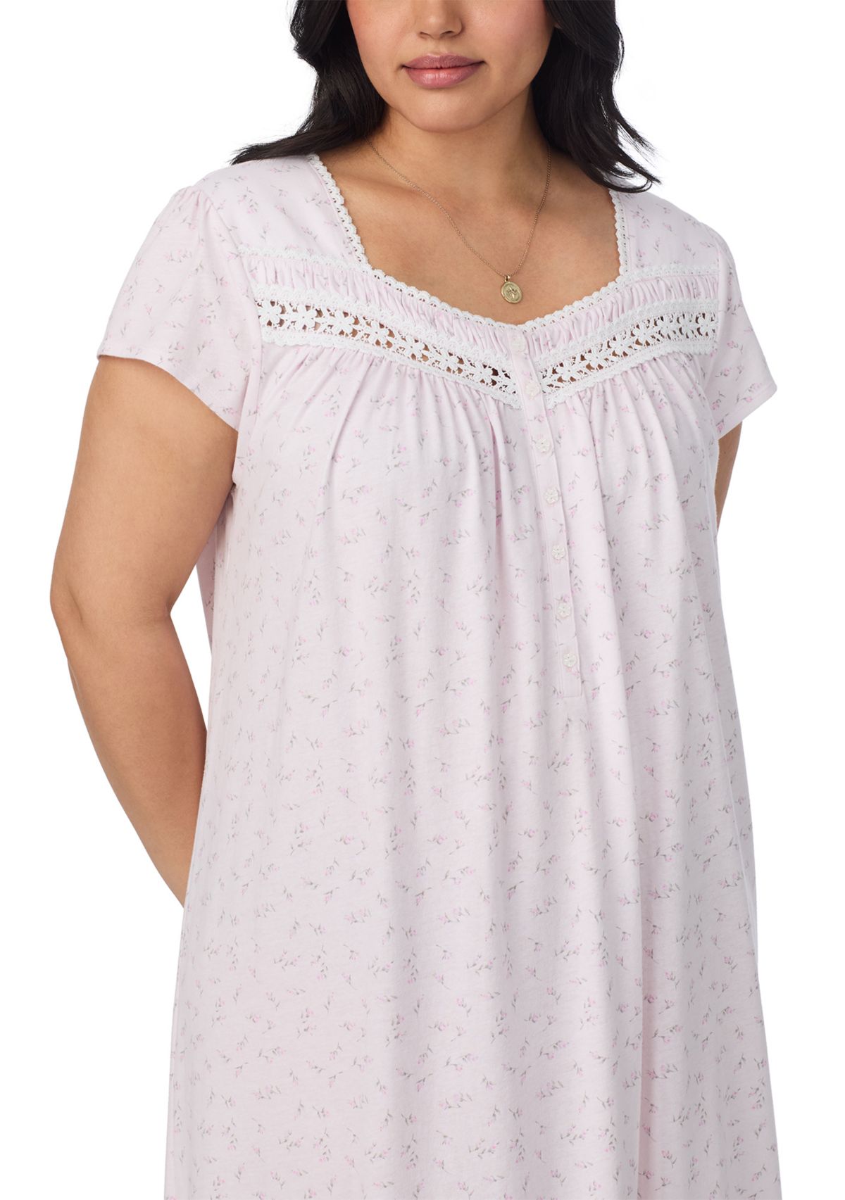 Plus Size Cap Sleeve Long Nightgown