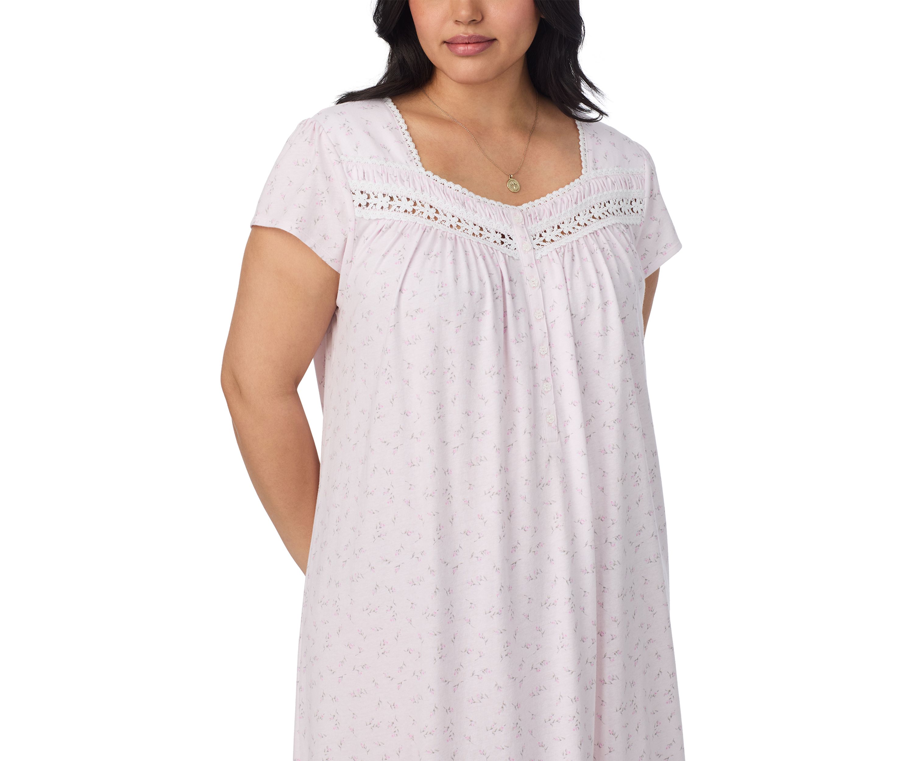 Plus Size Cap Sleeve Long Nightgown