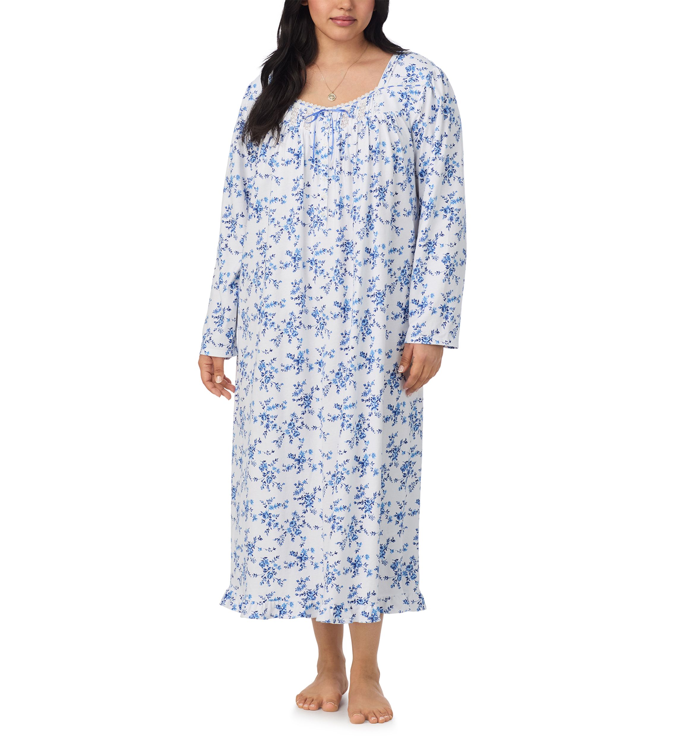 Plus Size Long Sleeve Long Nightgown