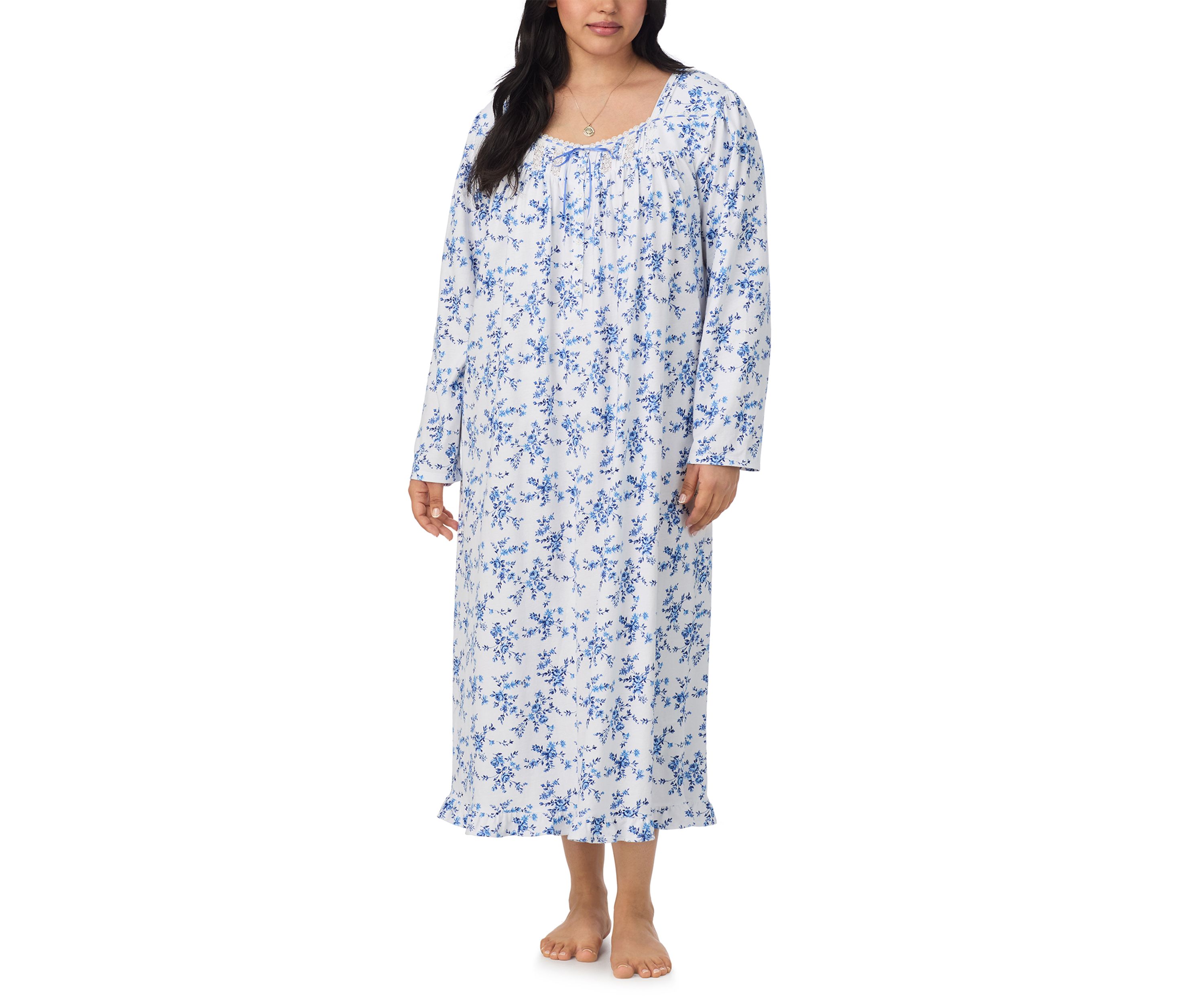 Plus Size Long Sleeve Long Nightgown