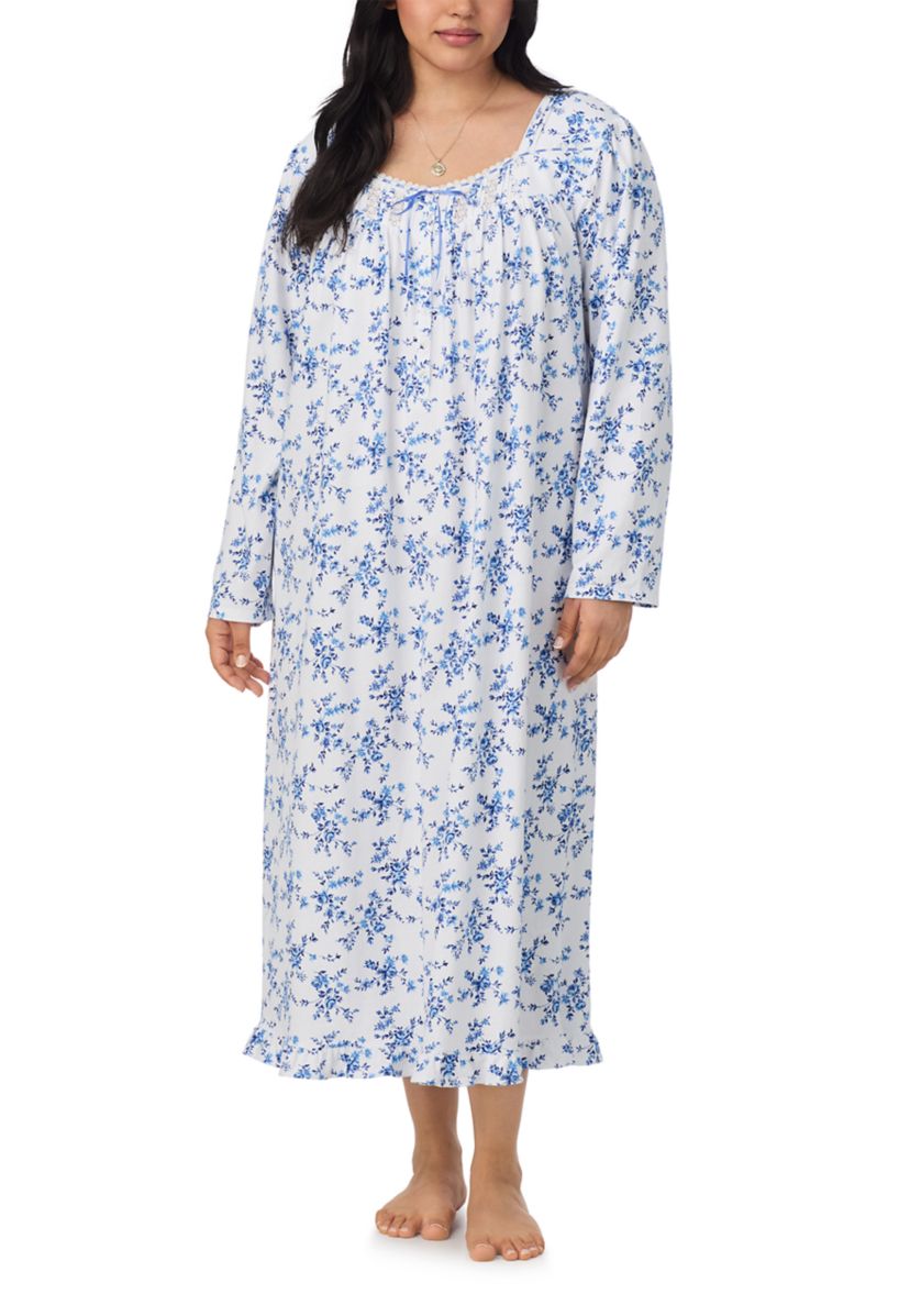 Plus Size Long Sleeve Long Nightgown