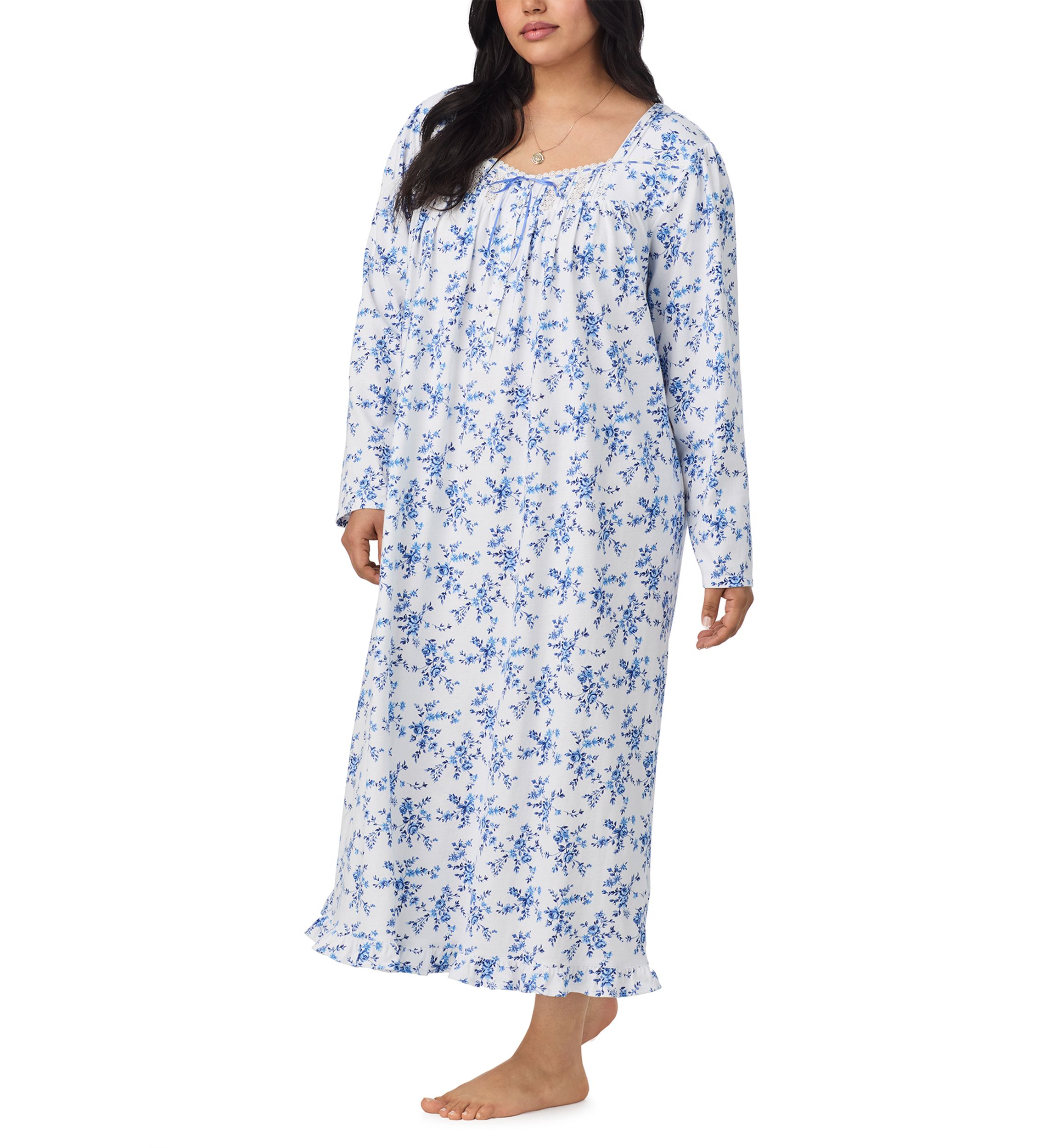 Plus Size Long Sleeve Long Nightgown