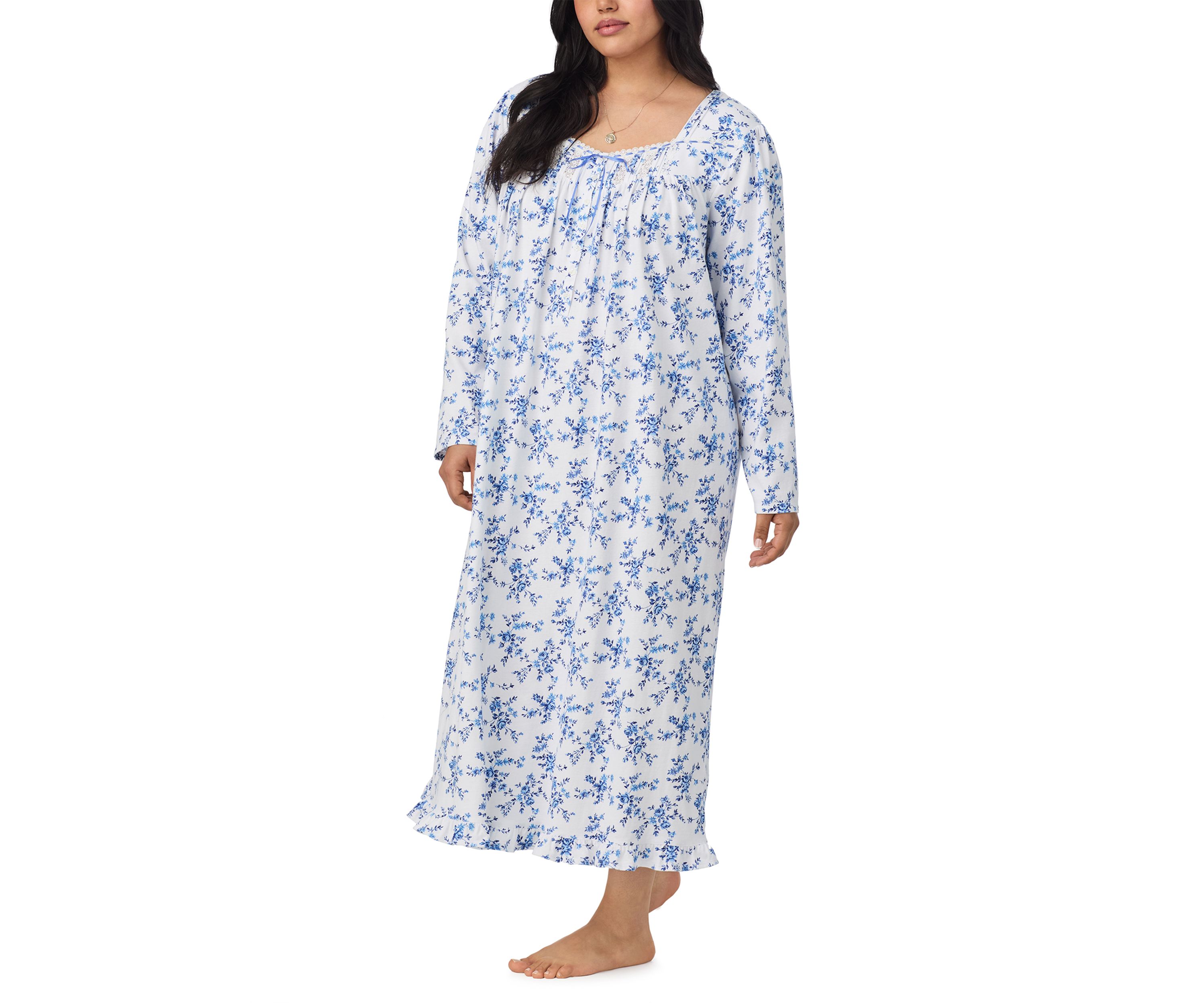 Plus Size Long Sleeve Long Nightgown
