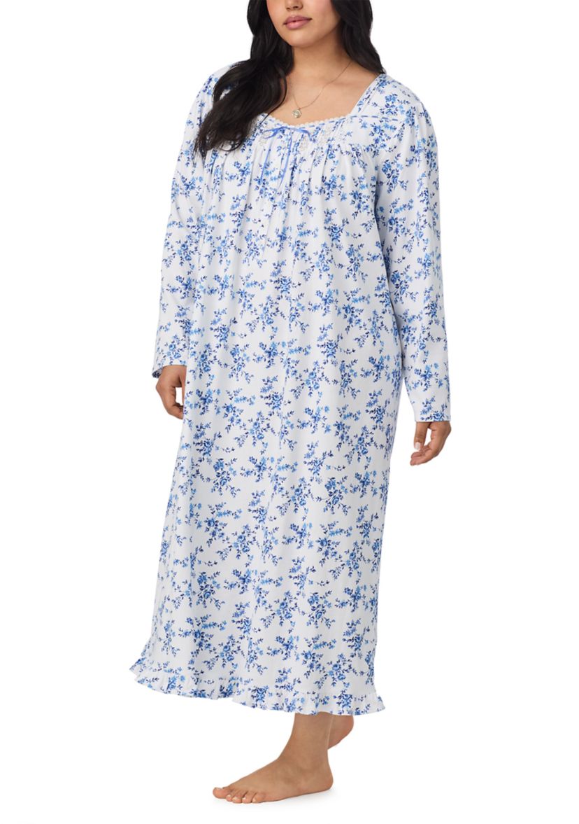 Plus Size Long Sleeve Long Nightgown